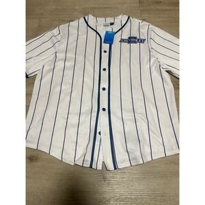 Chevrolet‎ Service Baseball Jersey White Blue Pinstripe Mens XL Official GM NWT